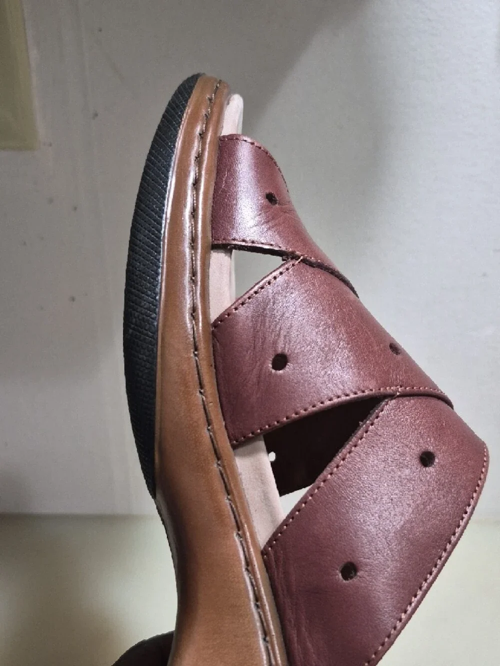 Dansko Brown Leather Cross-Strap Slide Sandals